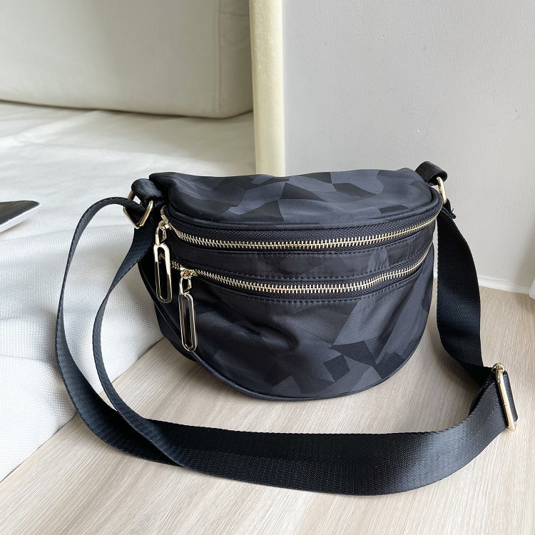Women's Saddle Lightweight Nylon Oxford Cloth Semicircle Crossbody Bags