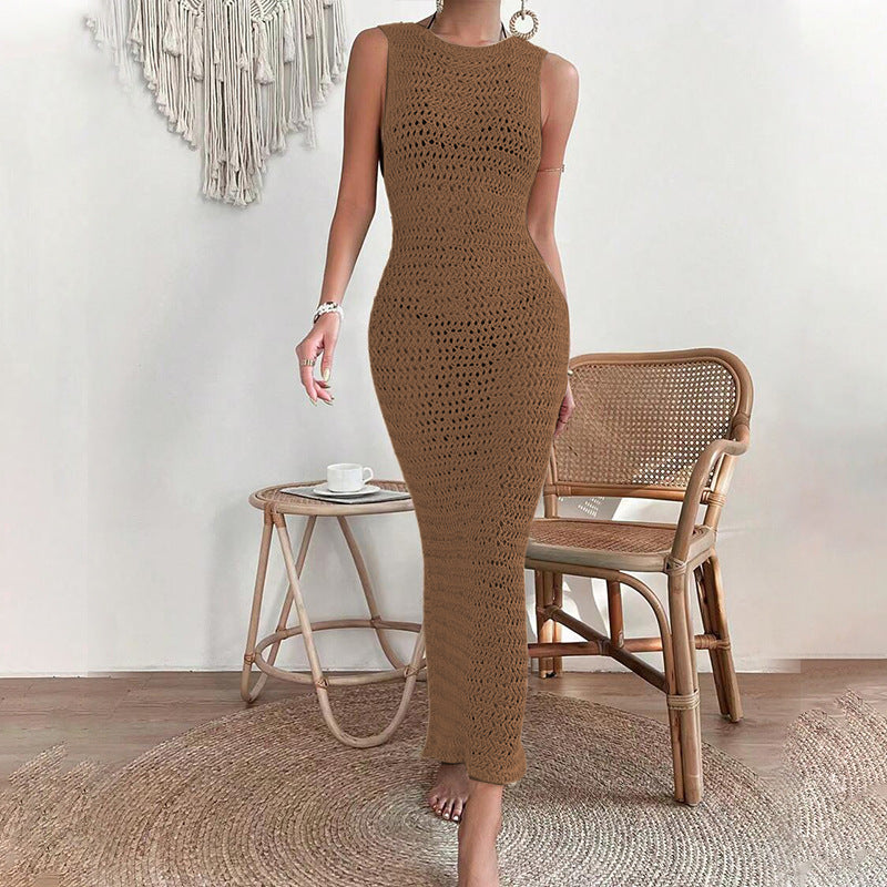 Seaside Beach Dress Knitted Long Sling Dresses