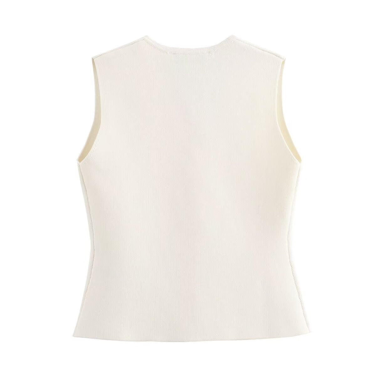 Women's Fashionable Golden Button Decoration Knitted Loose Vests