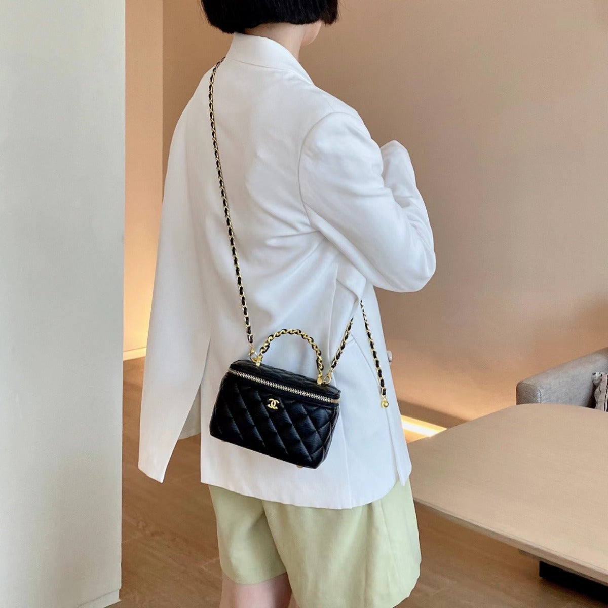 Women's Style Chain Box Genuine Leather Diamond Crossbody Bags
