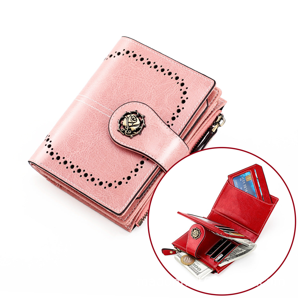 Women's Style Leather Cowhide High-grade Short Ladies Wallets