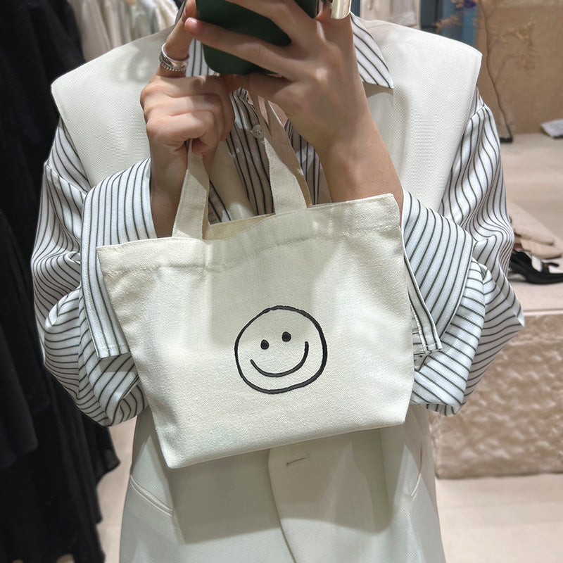 Style Smiley Canvas Simple Printed Smiling Handbags