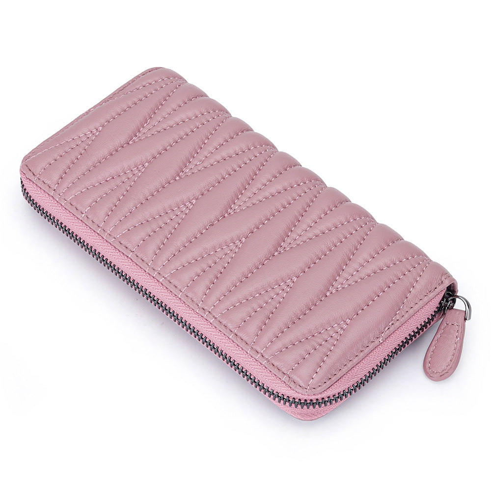 Women's Long Genuine Leather Multiple Slots Sheepskin Large Ladies Wallets