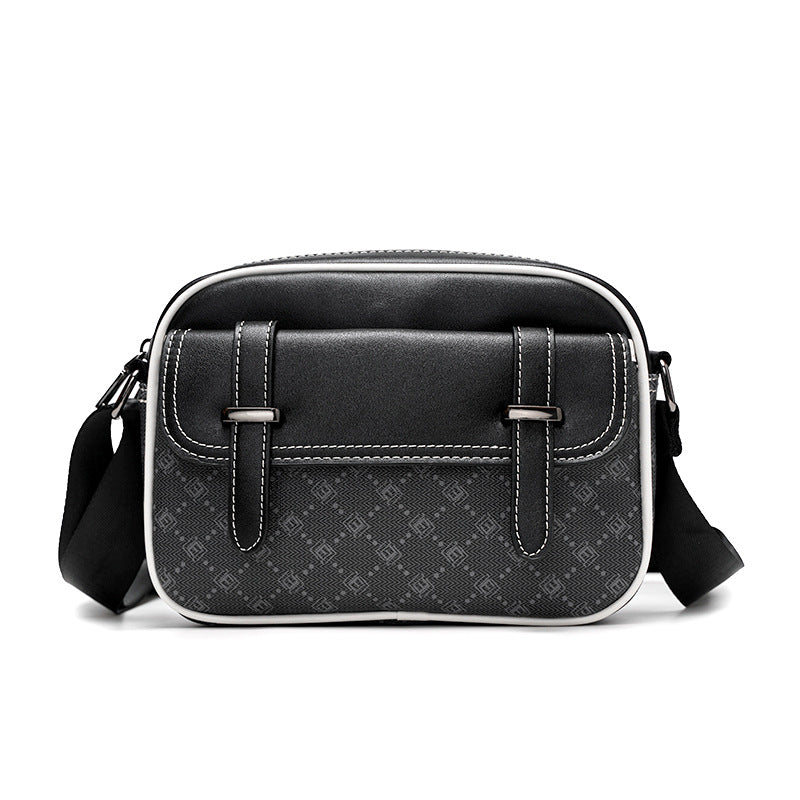 Men's High Quality Plaid Tide Leather Fashionable Men's Shoulder Bags