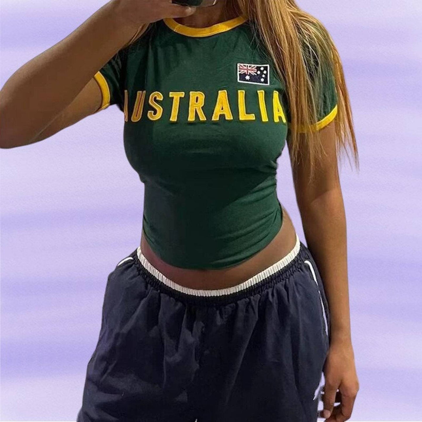 Women's American Hot Inner Wear Sleeve T-shirt Round Neck Pullover Blouses