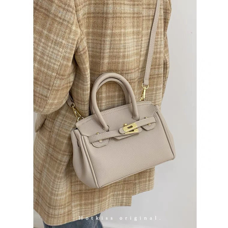 Women's Lychee Pattern Large Capacity Fashionable Kelly Shoulder Bags