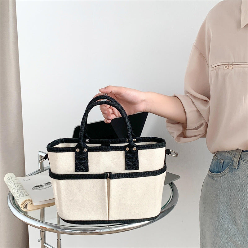 Women's Portable Canvas Artistic Niche Large Capacity Tote Bags