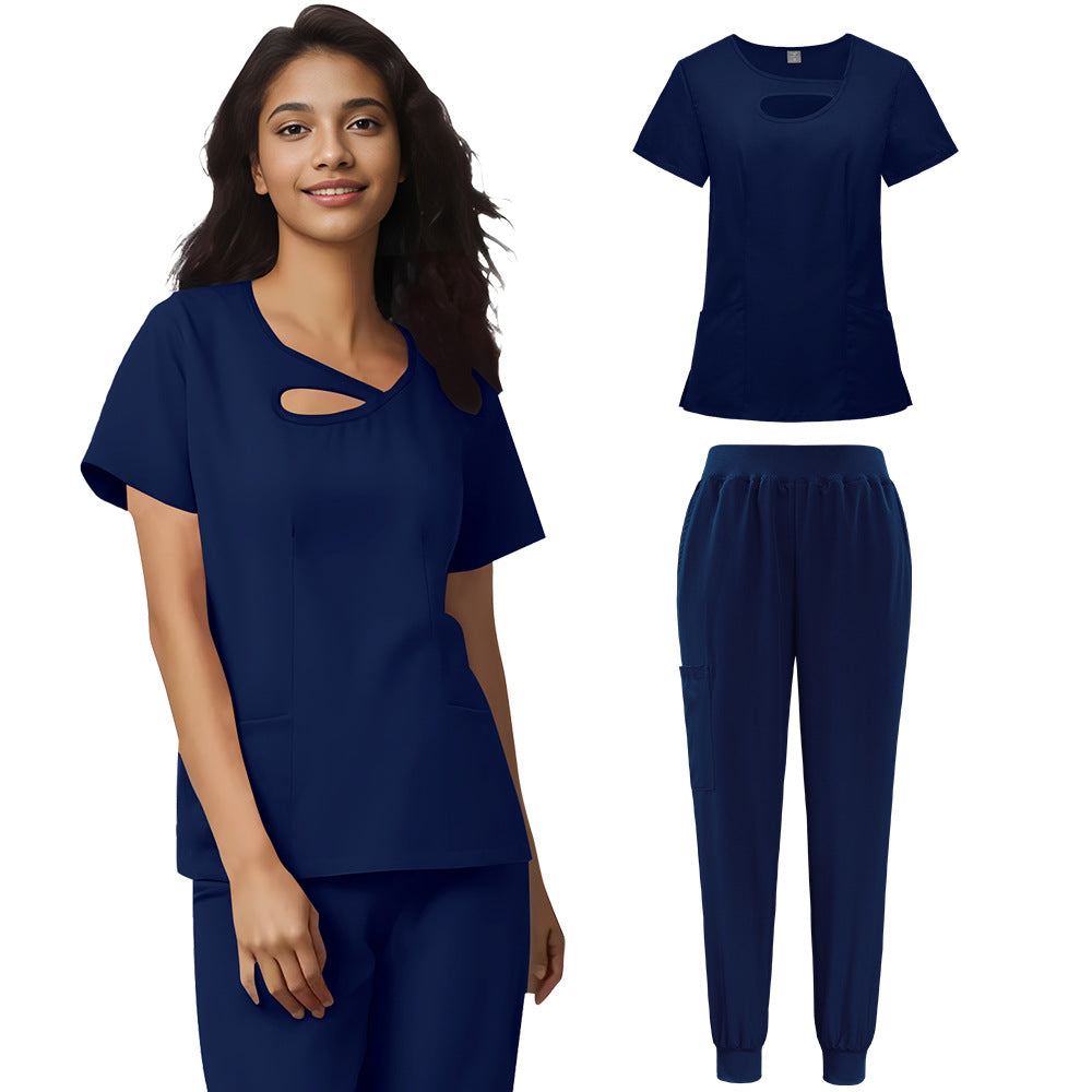 Women's Sexy Cutout Medical Uniforms Solid Color Uniform