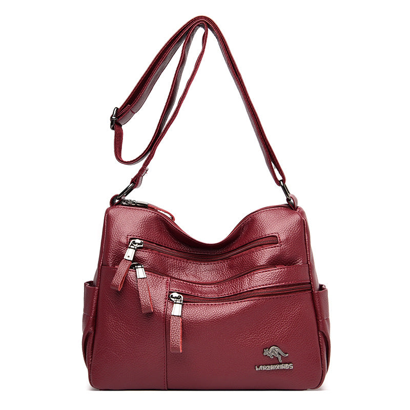 Women's Mom Soft Leather Versatile Large Capacity Crossbody Bags