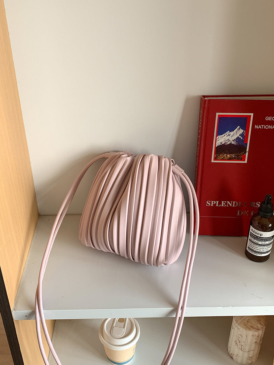 Women's Soft Leather One High-grade Pleated Versatile Phone Bags