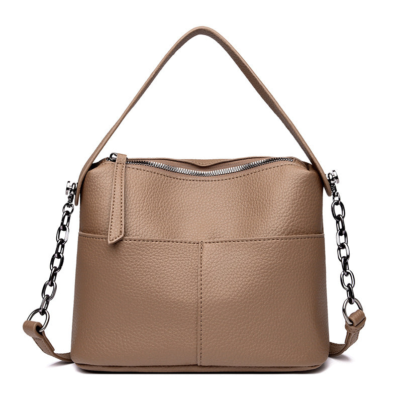 Retro Large Capacity Simple Soft Leather Fashionable Stylish Versatile For Handbags
