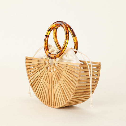 Women's Semicircle Niche Bamboo Hand-woven Beach Handbags