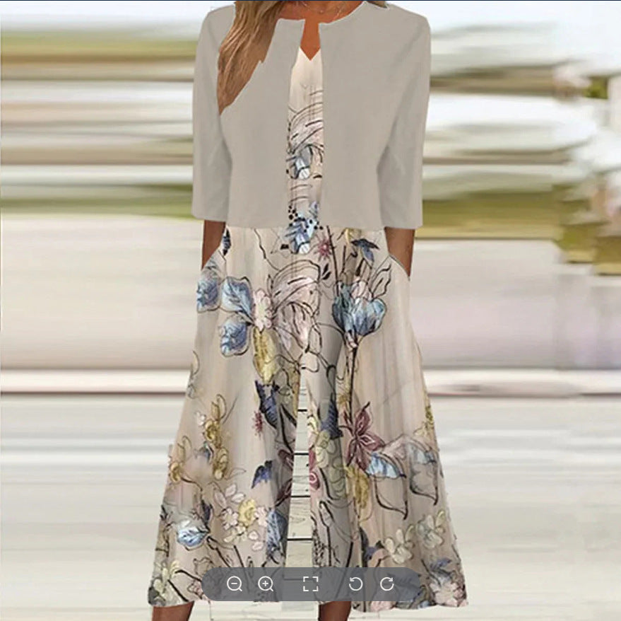 Women's Mature Elegant Long Two-piece Set Dress Dresses