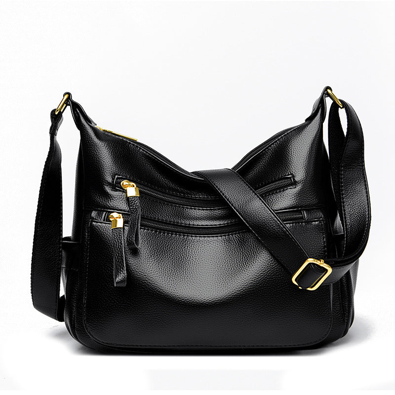 Women's Soft Leather Textured Mother-in-law Simple Shoulder Bags