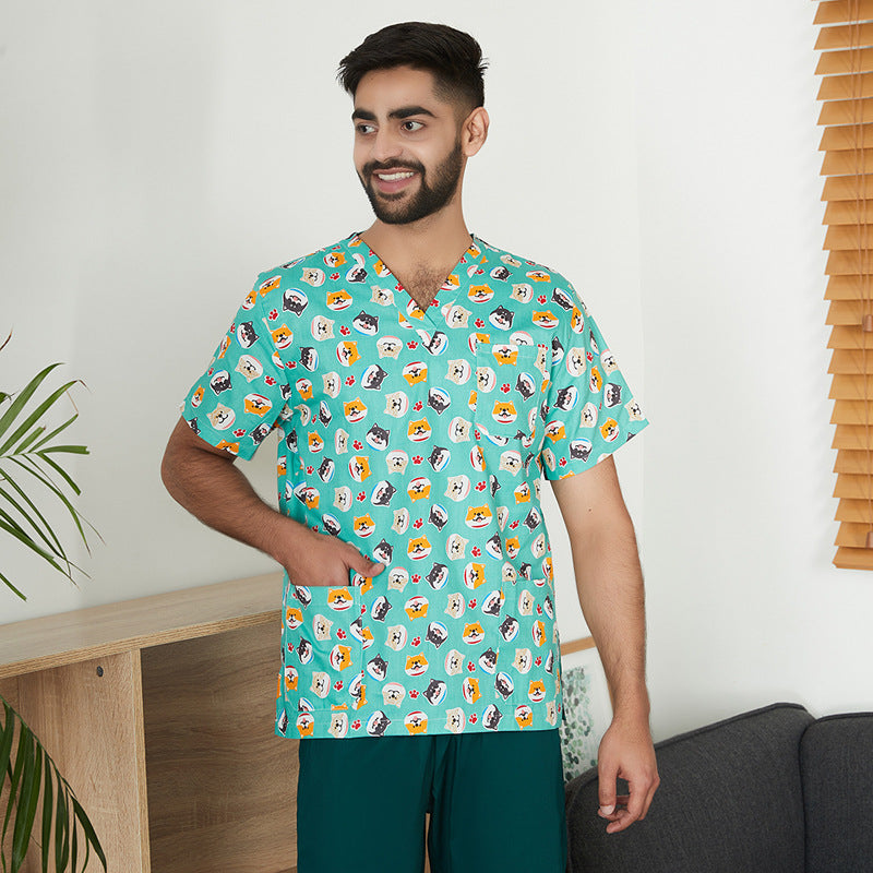 Women's & Men's & Cartoon Printed T-shirt For Surgical Gown Uniform