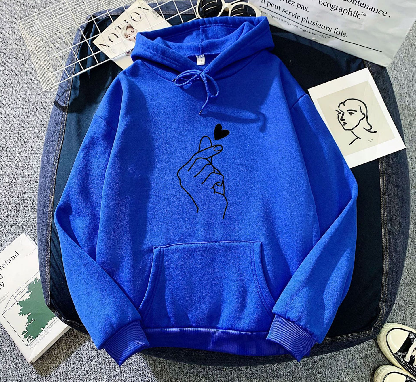 Pretty Fleece-lined Hoodie Unisex Wear Loose Sweaters