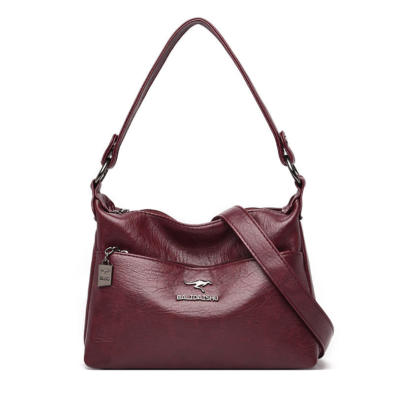 Women's Soft Leather Simple Trendy Large Capacity Shoulder Bags