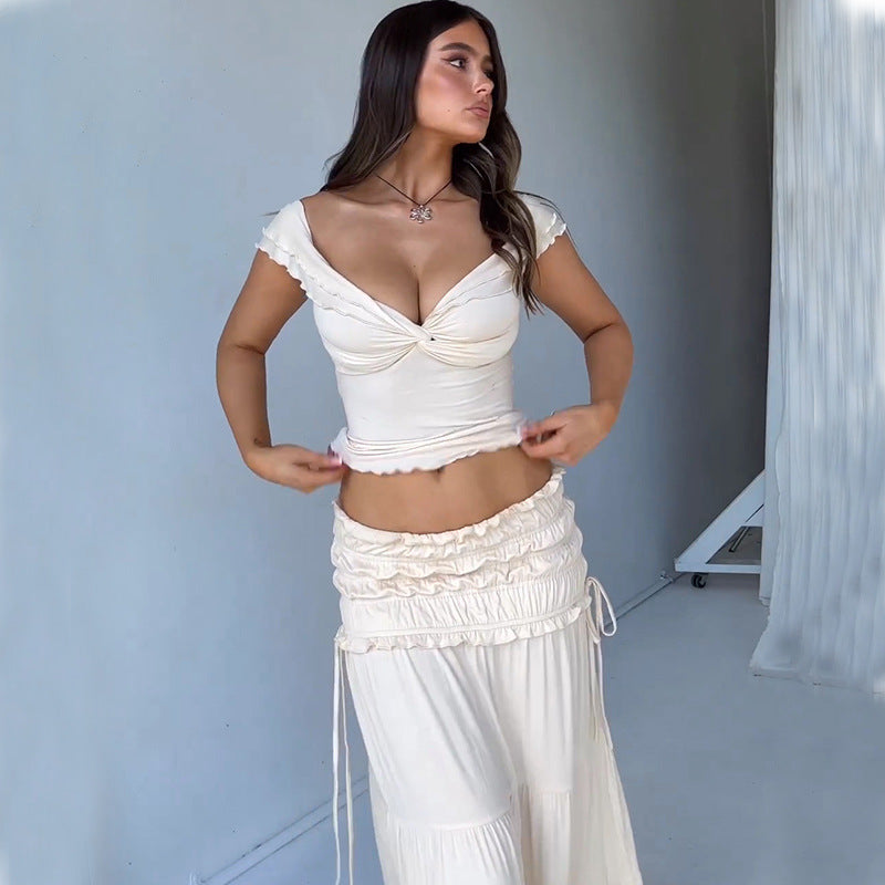 Women's Sexy Navel Low-cut French Style Temperament Suits
