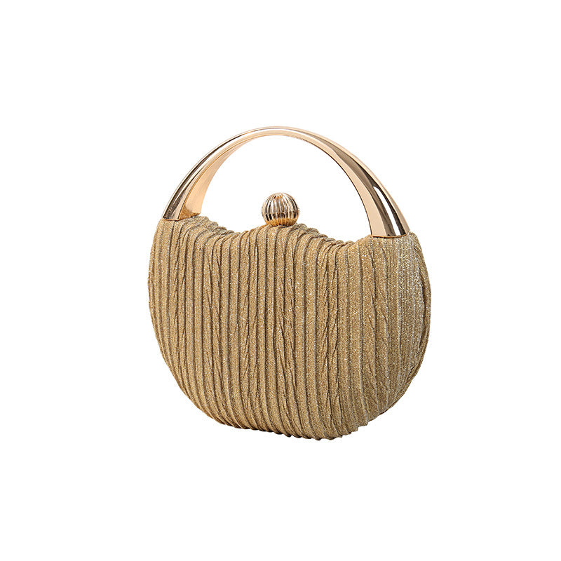 Women's Vintage Pleated Dinner Banquet Fashion Metal Portable Evening Bags