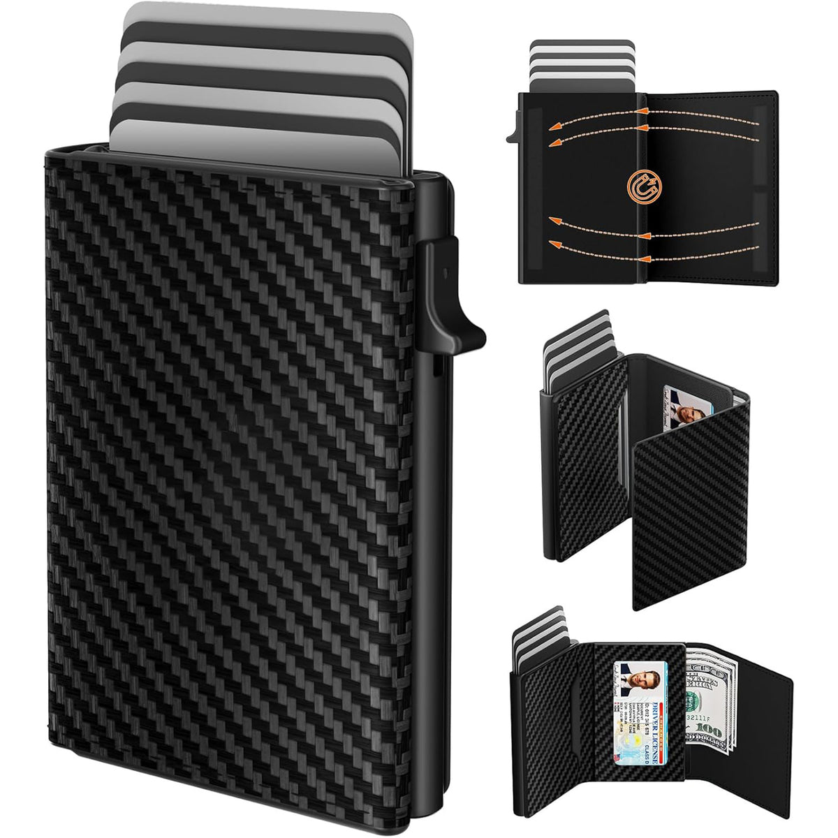 Men's Multiple Slots Large Capacity Automatic Pop-up Metal Cartridge Men's Wallet