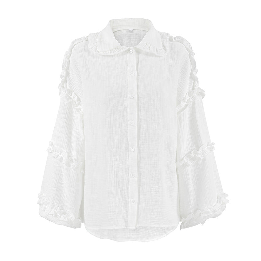 French Style Design Lace Lantern Sleeve Blouses