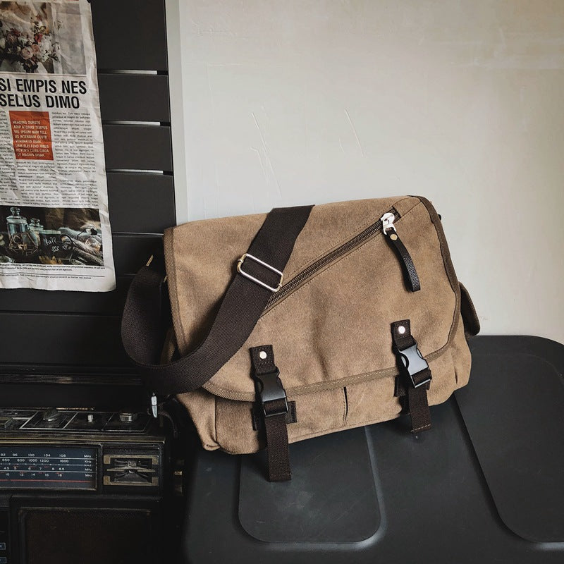 Men's Large Capacity Washed Canvas Trendy Cool Bags