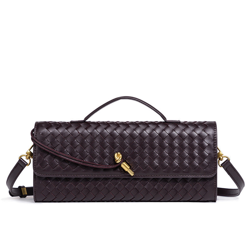 Women's Niche Woven Baguette Fashion Horizontal Clutch Handbags