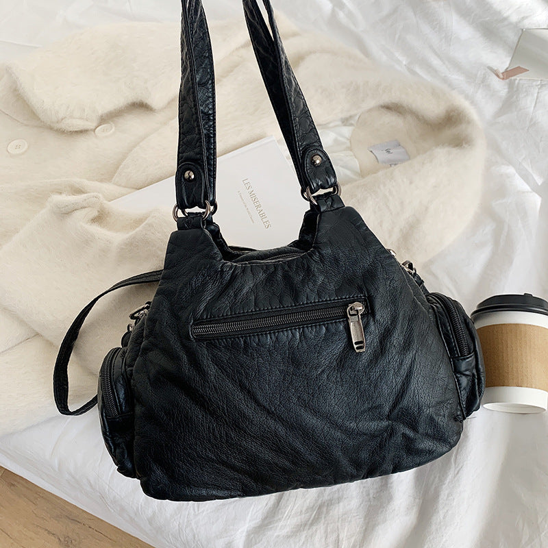 Women's Retro Fashion Multipurpose Simple Washed Soft Shoulder Bags