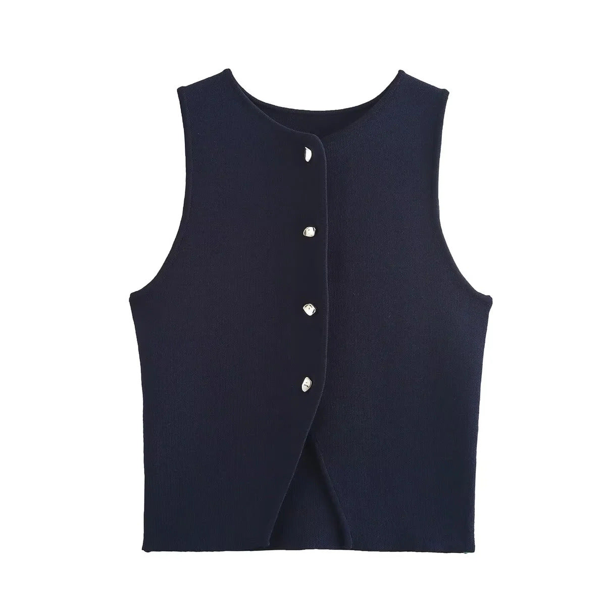 Women's Three-color Round Neck Knitted Sleeveless Vests