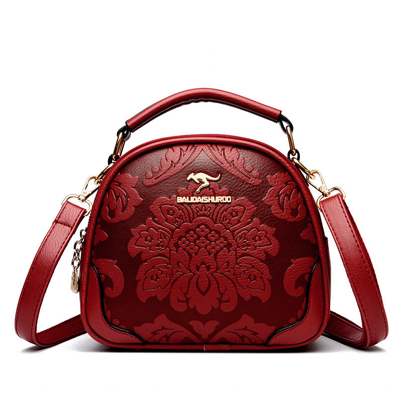 Women's Style Simple Round Ethnic Embossed Mother Crossbody Bags