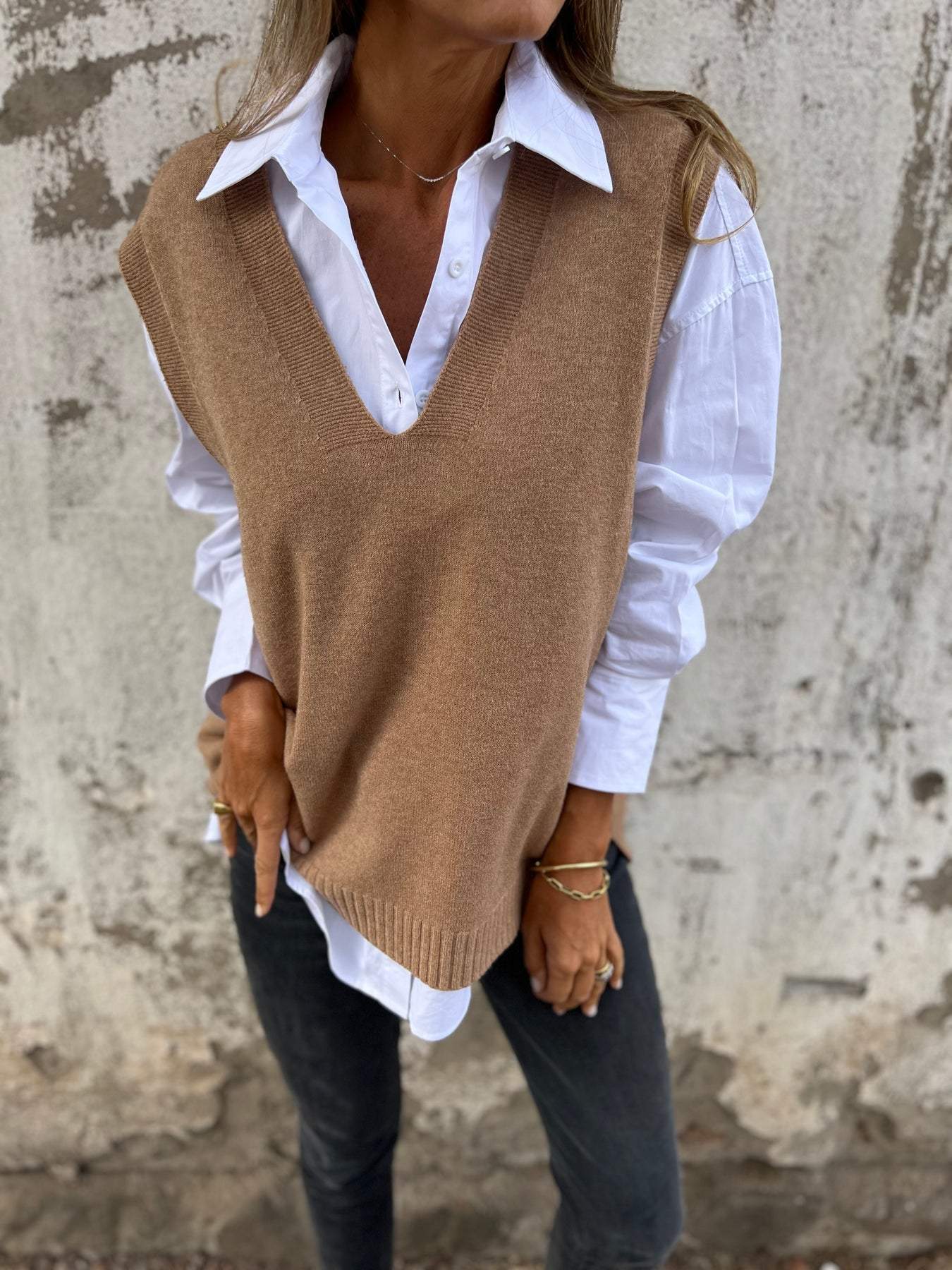 Charming Knitted Solid Color Versatile Basic Vests