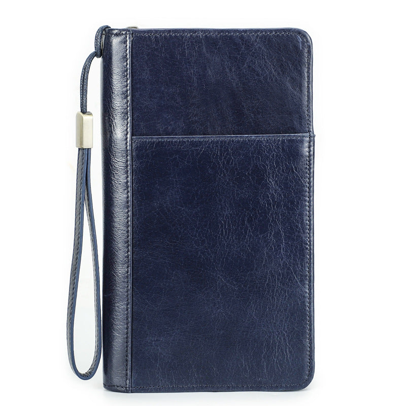 Men's Layer Cowhide Swiping Clutch Multifunctional Zipper Men's Handbags