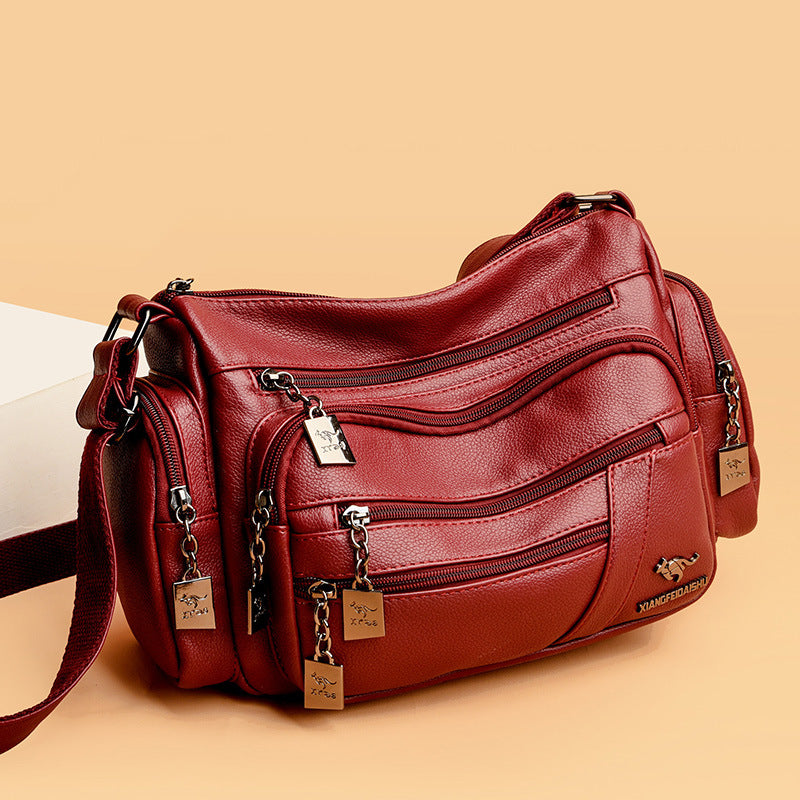 Women's Soft Leather Multifunctional Mother Large Capacity Crossbody Bags