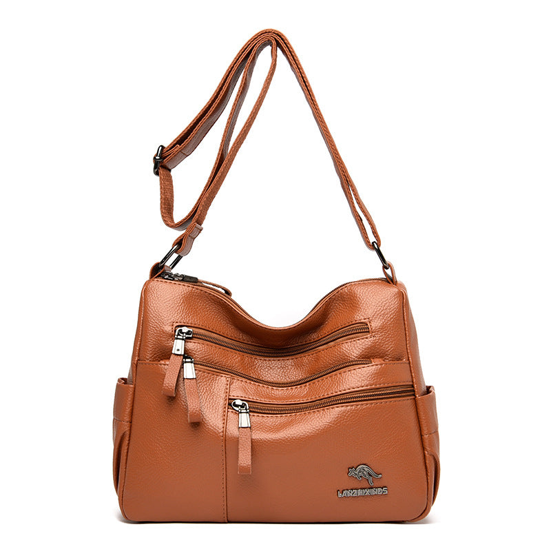 Women's Mom Soft Leather Versatile Large Capacity Crossbody Bags