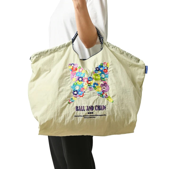 Niche Embroidered Nylon Shopping Butterfly Flower Portable Shoulder Bags