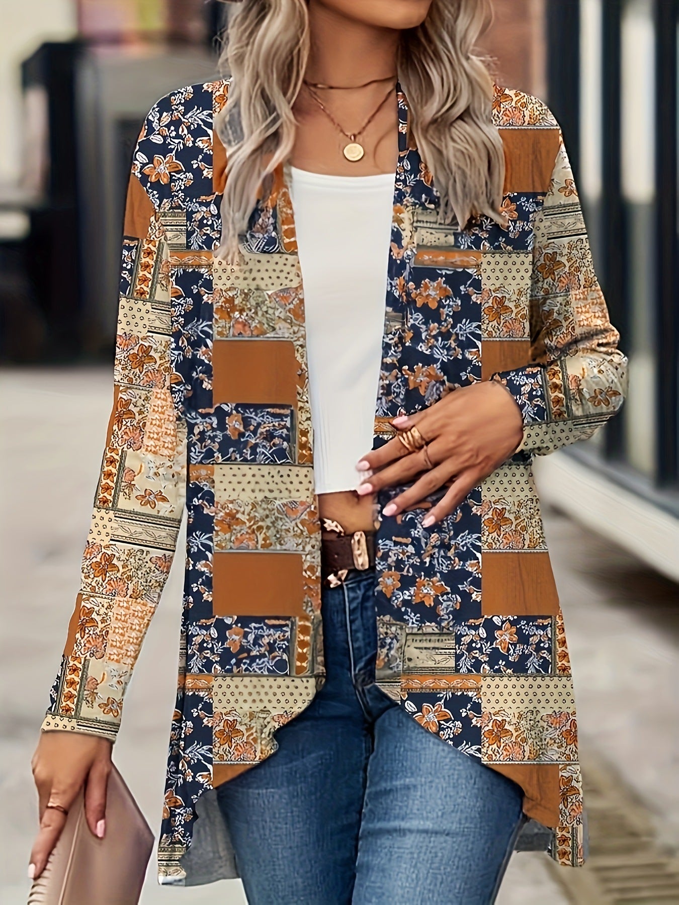 Women's Autumn Long Sleeve Plant Flower Print Blouses