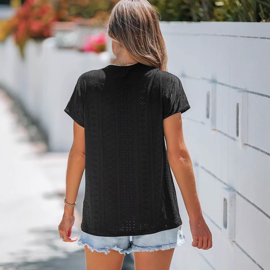 Women's Lace Patchwork Solid Color Batwing Sleeve Knitwear
