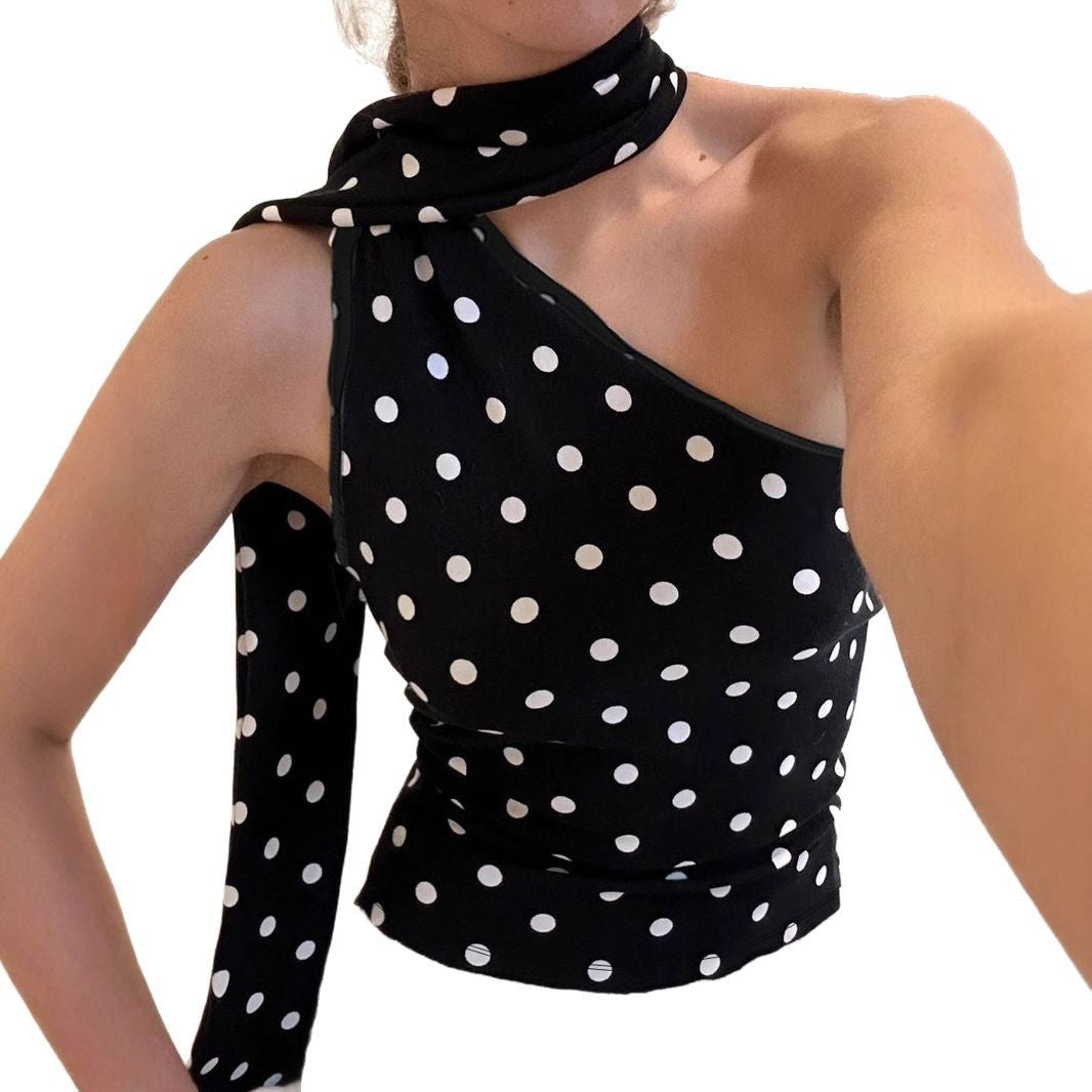Hot Sexy Leopard Print Scarf Ruffled Spaghetti Tops