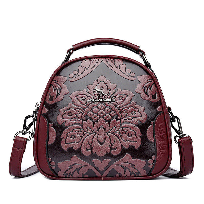 Women's Trendy Round Embossed Mom Euros Shoulder Bags