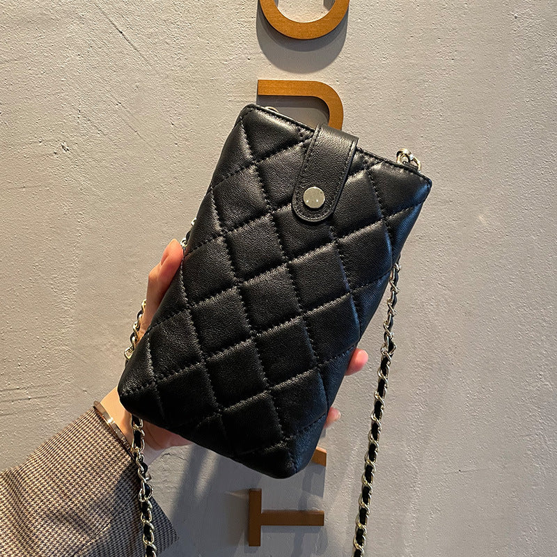 Women's Soft Sheepskin For Leather Vertical Diamond Crossbody Bags