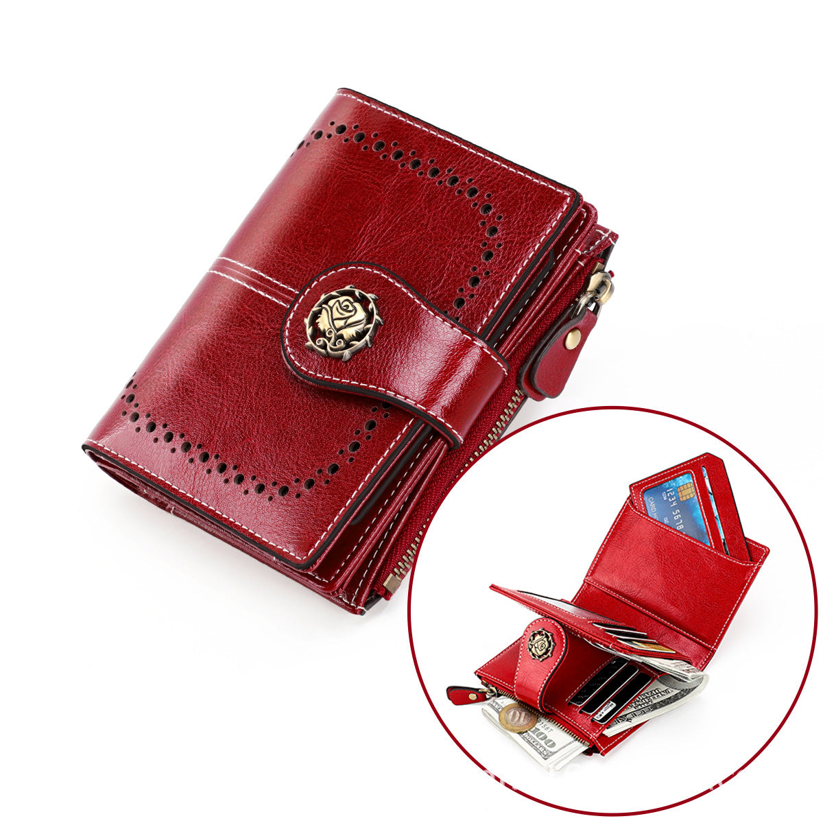 Women's Style Leather Cowhide High-grade Short Ladies Wallets