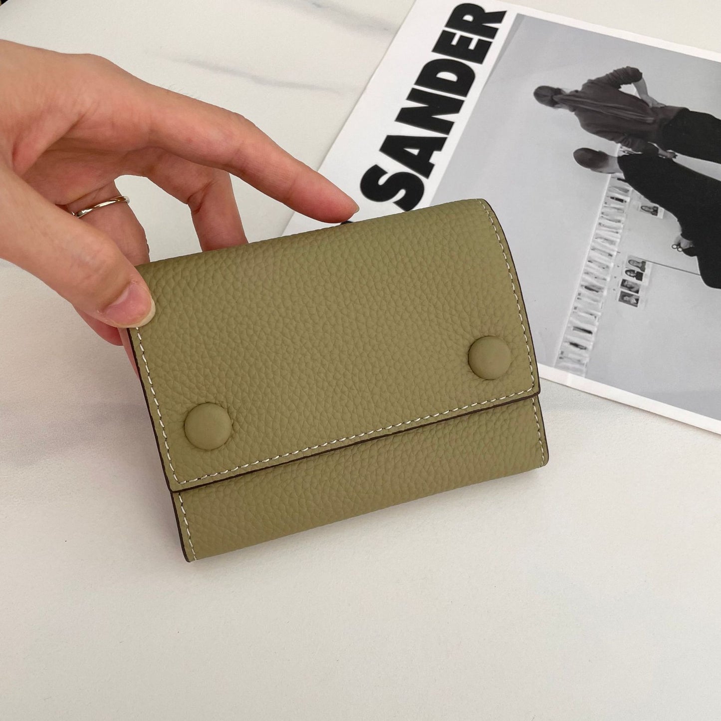 Women's Peas For Genuine Leather Contrast Color Ladies Wallets