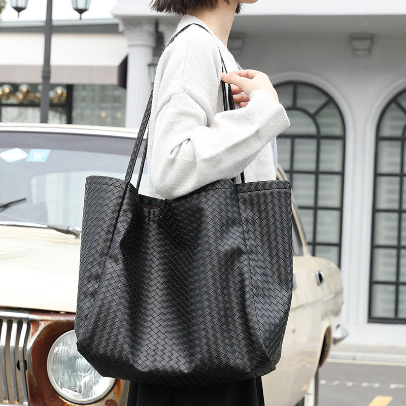 Women's Style Large Capacity Totes Simple Soft Leather Shoulder Bags