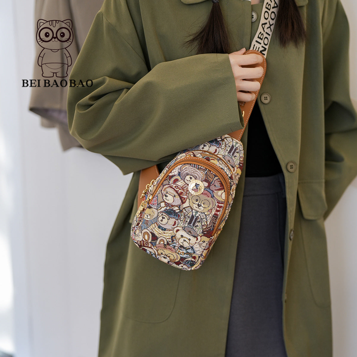 Women's Source Canvas Cartoon Bear Lightweight Waist Packs