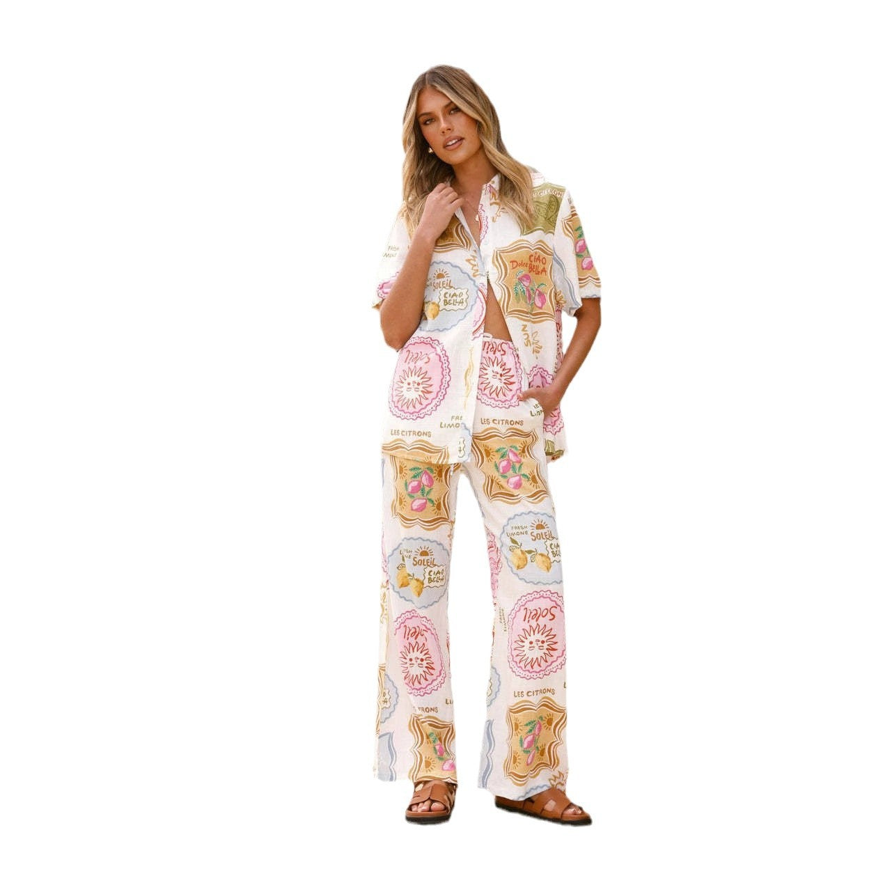 Fashion Personality Linen Sleeve Vacation Leisure Suits