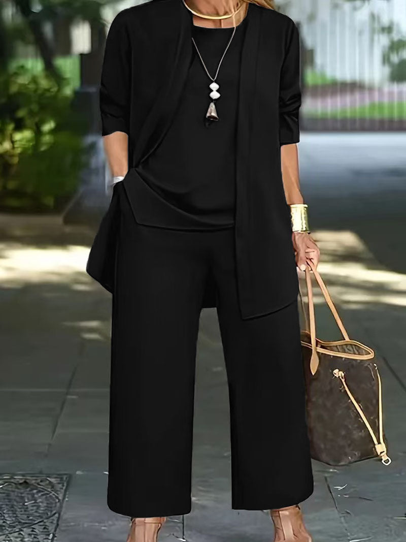 Women's Solid Color Leisure Commute Trousers Long Sleeve Suits