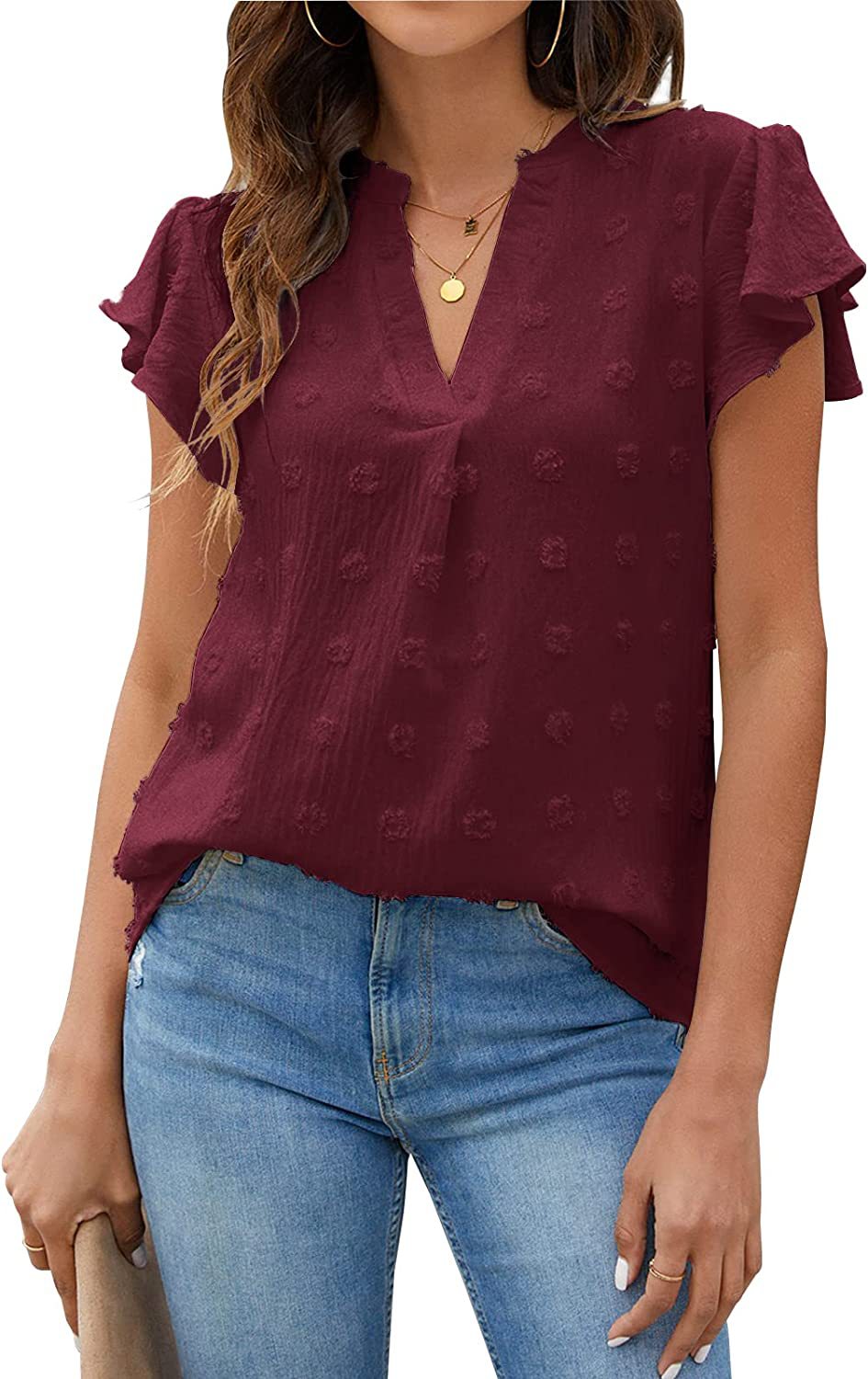 Women's Shirt Ruffled Elegant Chiffon Summer Blouses