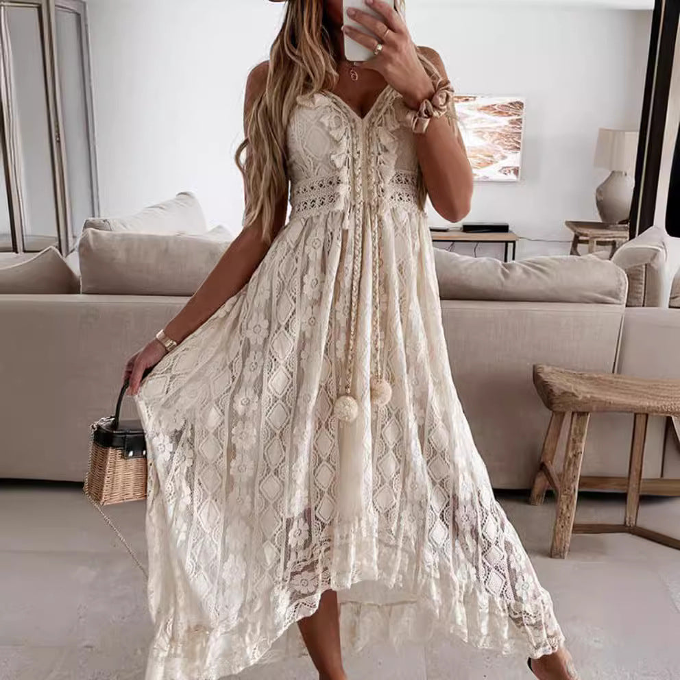 Casual Lace Long Patchwork Sling Dress Dresses