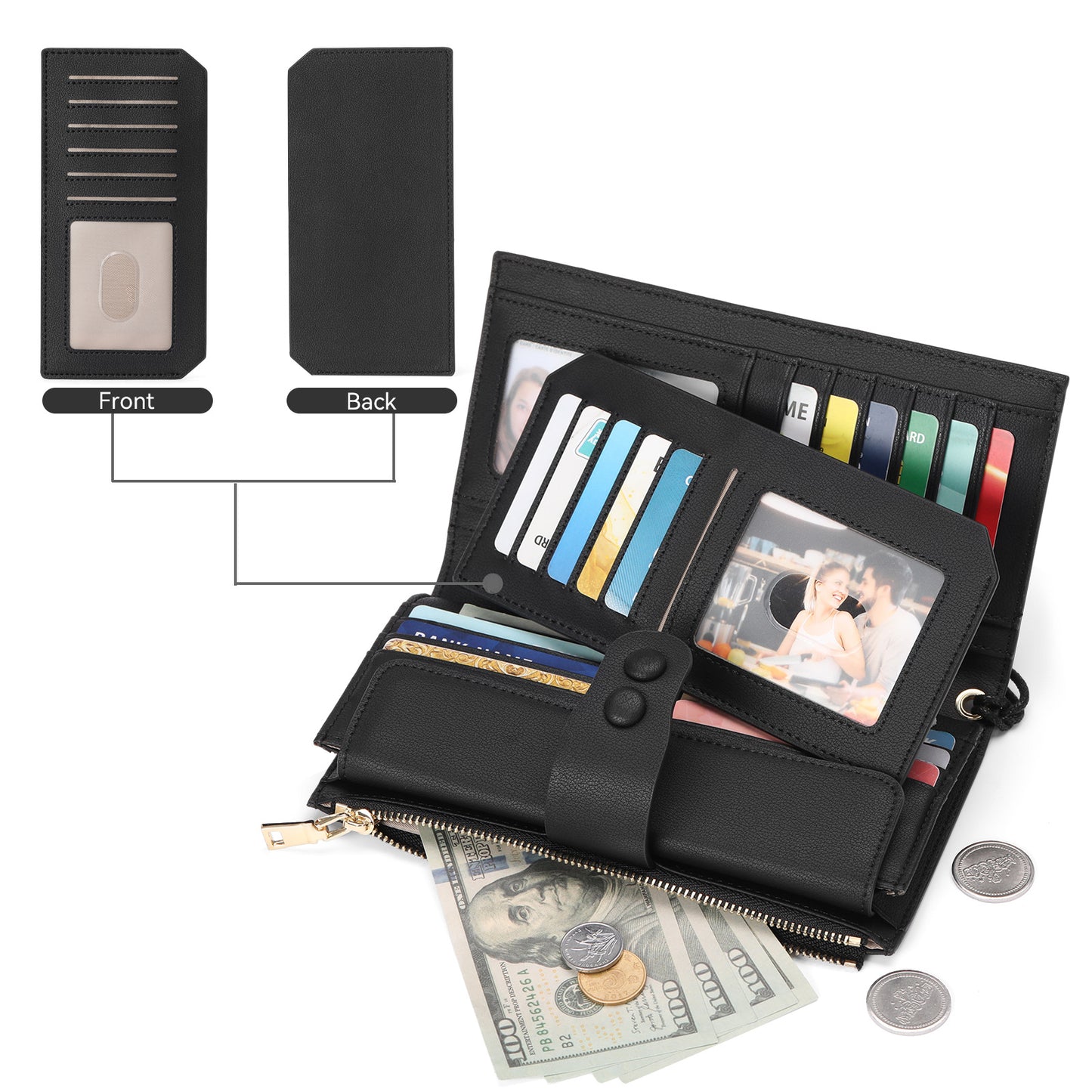 Women's Swiping Leather Large Capacity Long Ladies Wallets