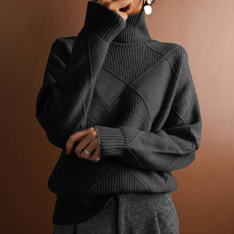 Casual Loose High Collar Warm Solid Sweaters